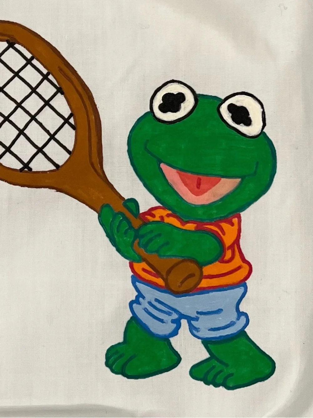 Handmade ONE OF A KIND HAND PAINTED Muppets Kermit baby toddler blanket quilt